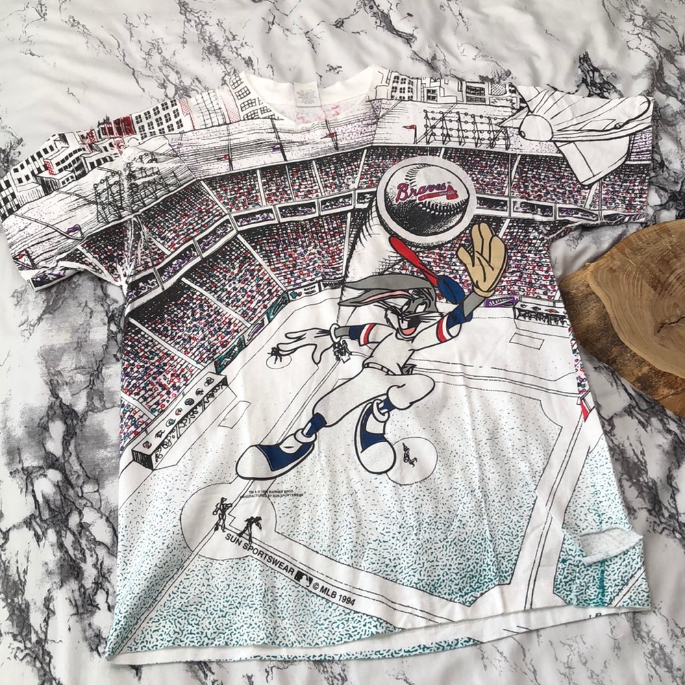 Vintage Rare 1994 Braves Baseball Bugs Bunny Tee